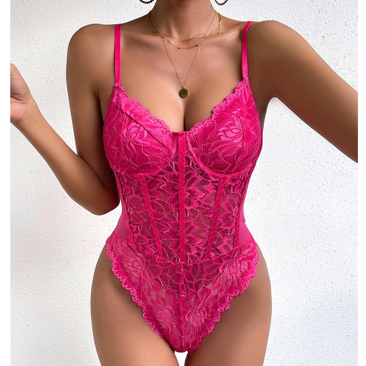 Ladies Lace Lingerie Bodysuit See Through Teddy M60427 - SWEETKAMA