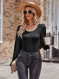 Ladies Lantern Sleeves Round Neck Daily Blouse Y53699 - SWEETKAMA