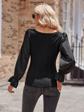Ladies Lantern Sleeves Round Neck Daily Blouse Y53699 - SWEETKAMA