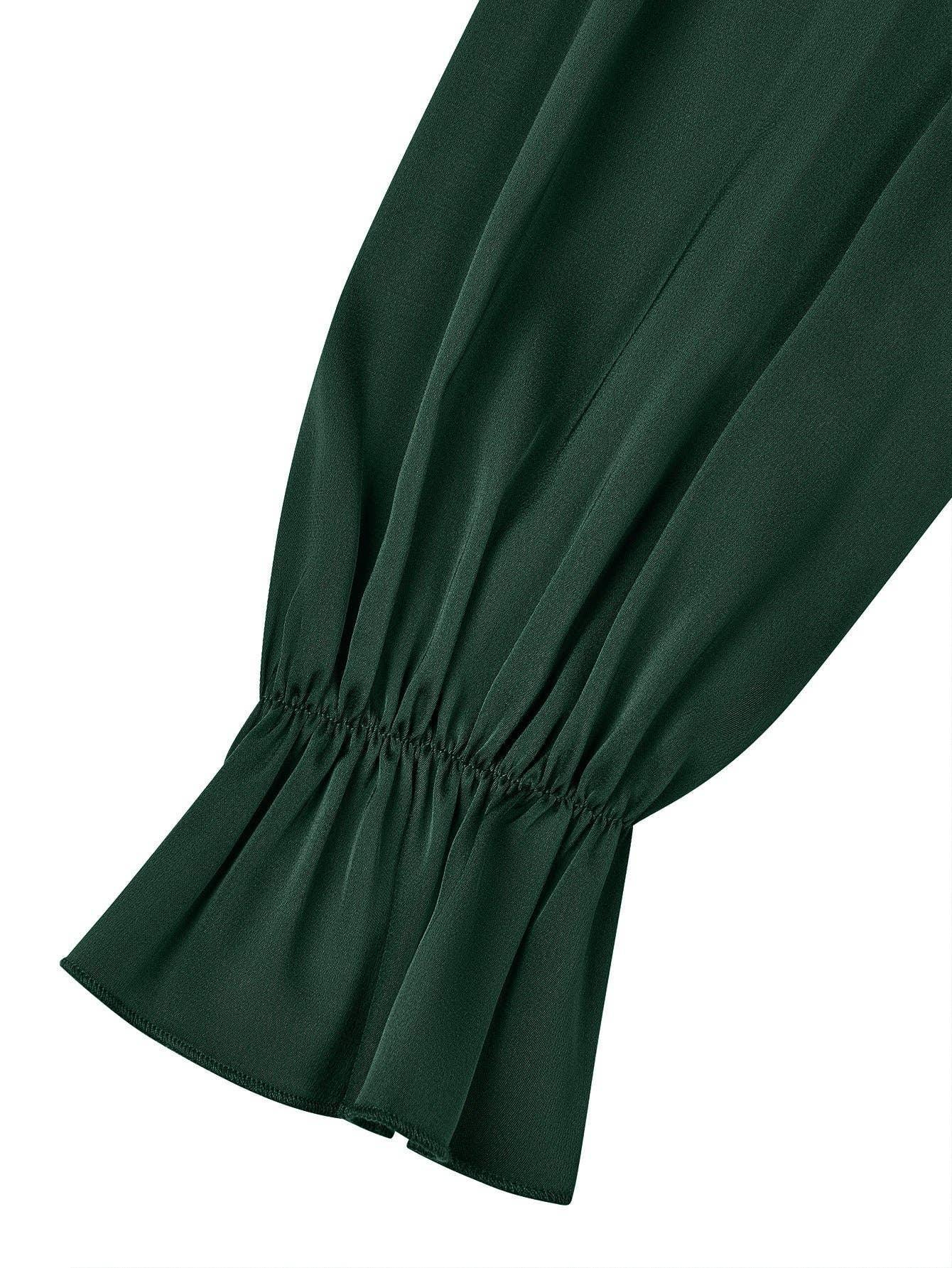 Ladies Lantern Sleeves Round Neck Daily Blouse Y53699 - SWEETKAMA