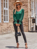 Ladies Lantern Sleeves Round Neck Daily Blouse Y53699 - SWEETKAMA
