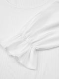 Ladies Lantern Sleeves Round Neck Daily Blouse Y53699 - SWEETKAMA