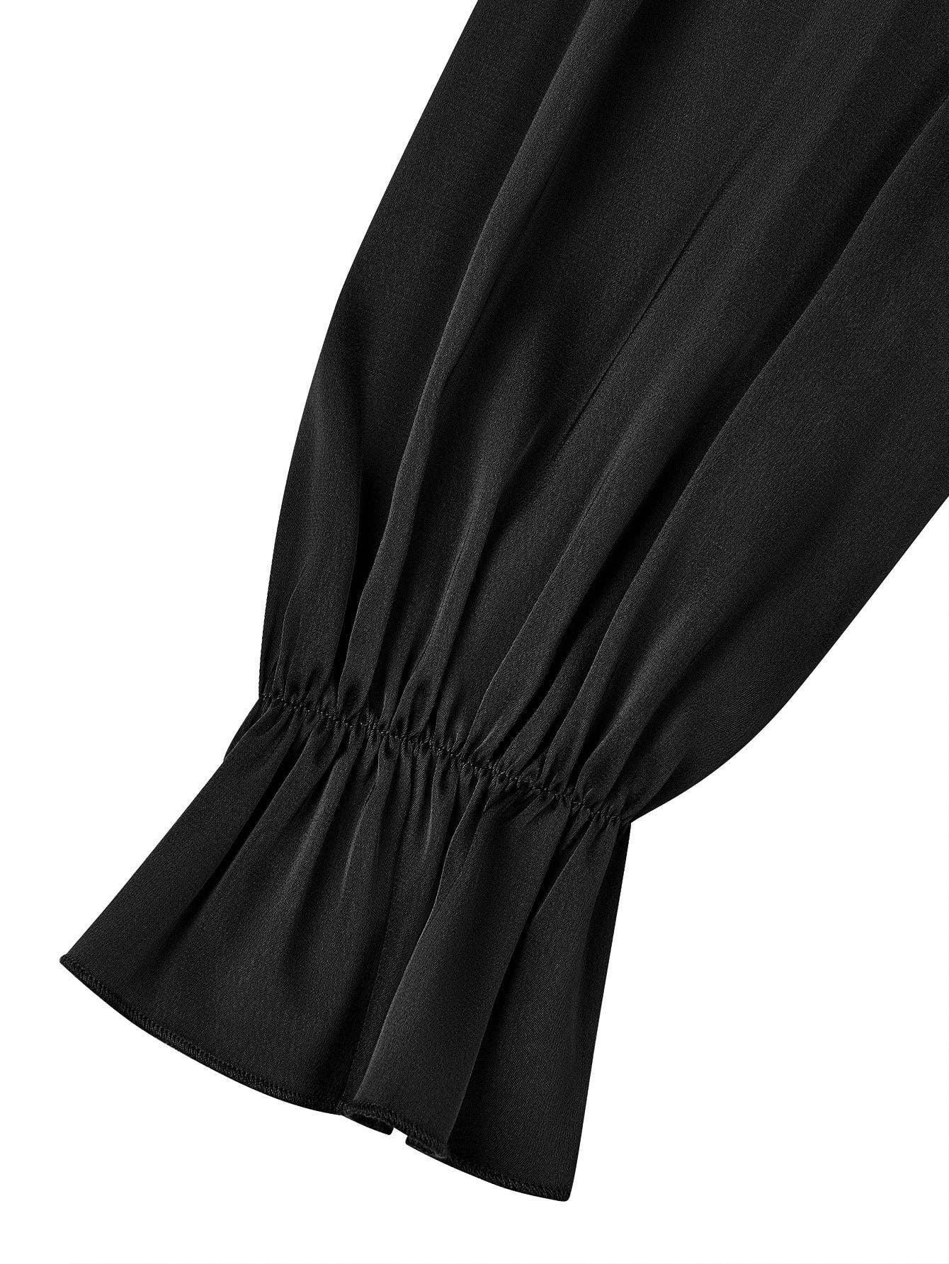 Ladies Lantern Sleeves Round Neck Daily Blouse Y53699 - SWEETKAMA