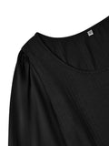 Ladies Lantern Sleeves Round Neck Daily Blouse Y53699 - SWEETKAMA