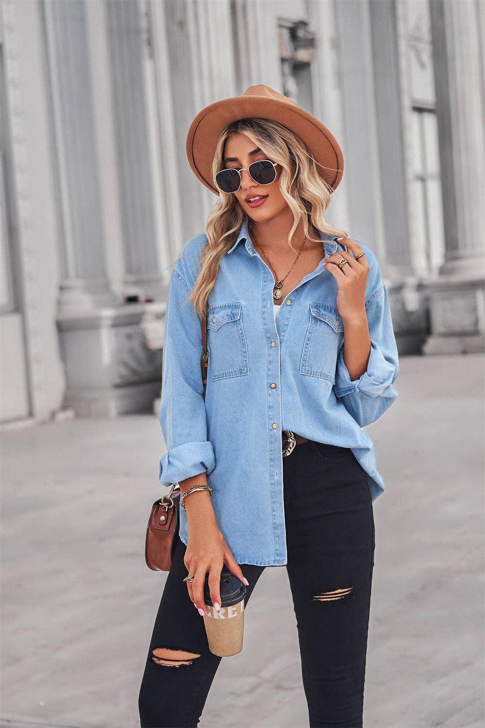 Ladies Lapel Button Down Casual Daily Shirt MN2102 - SWEETKAMA