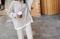Ladies Lapel V-Neck Sweater and Pants 2PCS Set 8366 - SWEETKAMA