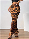 Ladies Leopard Print Mermaid Hem Skirt GG006 - SWEETKAMA