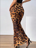 Ladies Leopard Print Mermaid Hem Skirt GG006 - SWEETKAMA