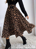 Ladies Leopard Print Ruffle Hem Midi Skirt GG009 - SWEETKAMA