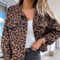 Ladies Long Sleeves Leopard Print Daily Denim Jacket 005266 - SWEETKAMA
