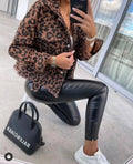 Ladies Long Sleeves Leopard Print Daily Denim Jacket 005266 - SWEETKAMA
