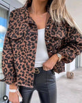 Ladies Long Sleeves Leopard Print Daily Denim Jacket 005266 - SWEETKAMA