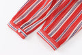 Ladies Long Sleeves Red + White Stripe Shirt K71245 - SWEETKAMA
