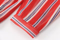 Ladies Long Sleeves Red + White Stripe Shirt K71245 - SWEETKAMA