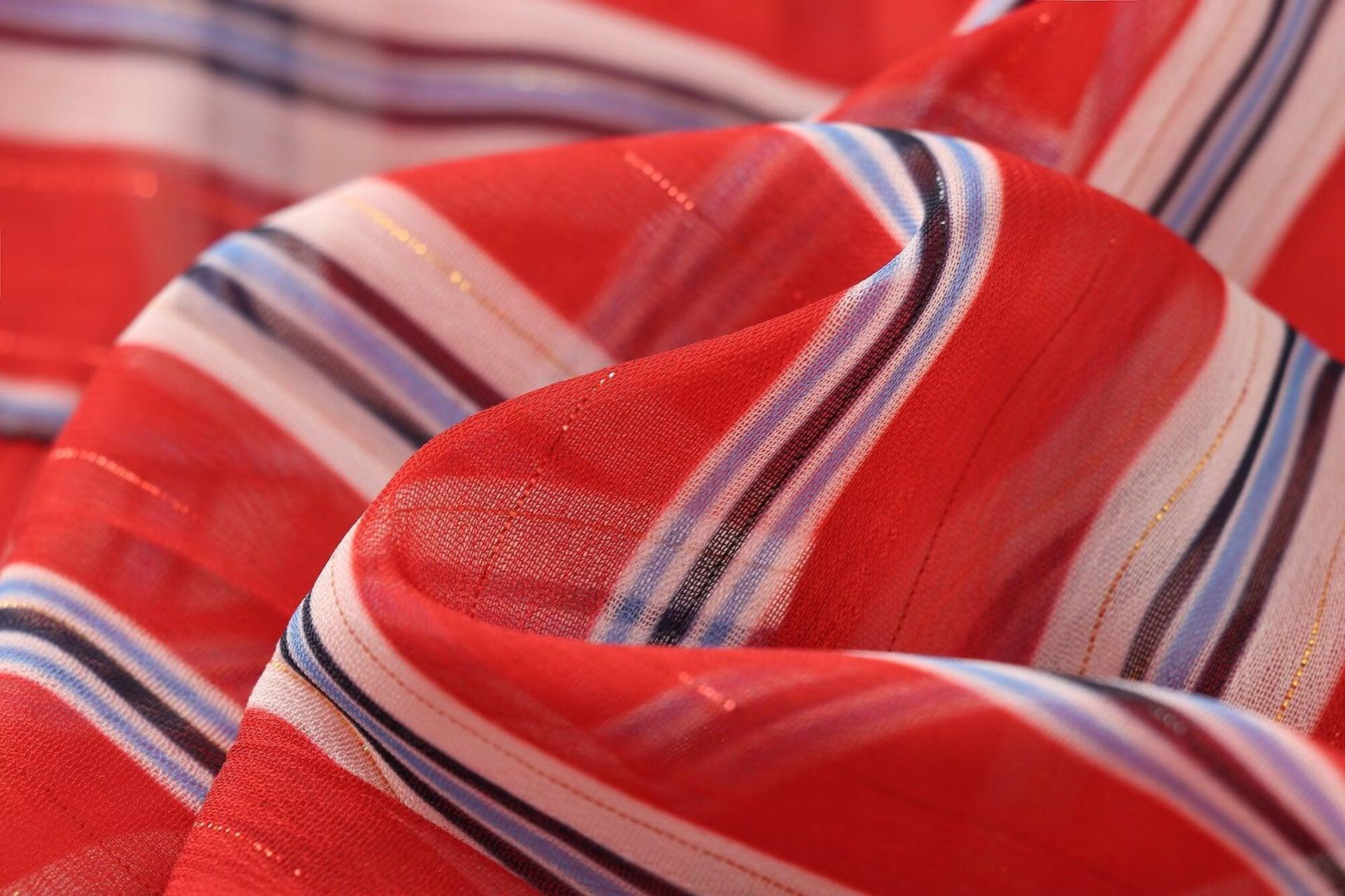 Ladies Long Sleeves Red + White Stripe Shirt K71245 - SWEETKAMA