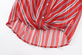 Ladies Long Sleeves Red + White Stripe Shirt K71245 - SWEETKAMA