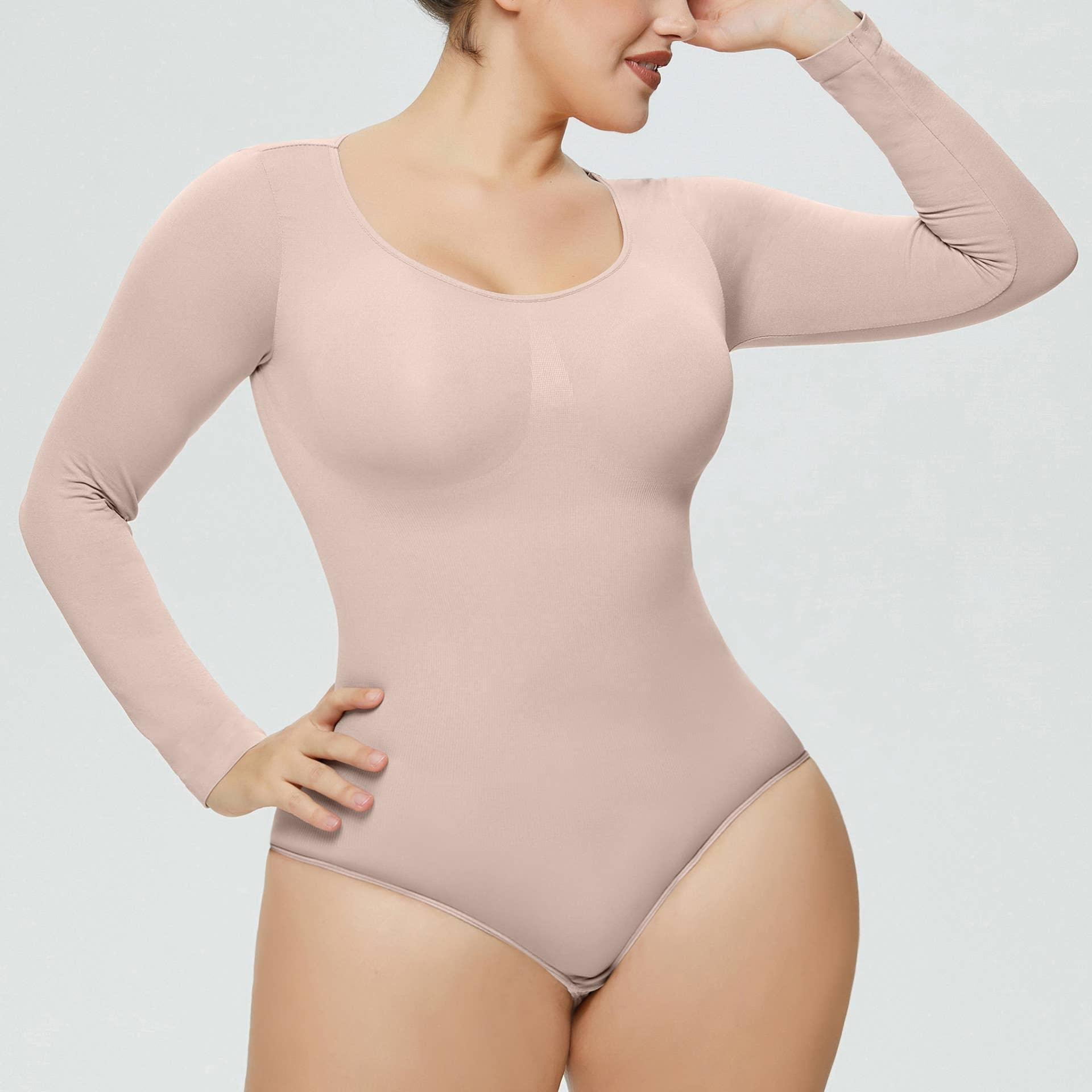 Ladies Long Sleeves Solid Color Daily Bodysuit 32739 - SWEETKAMA