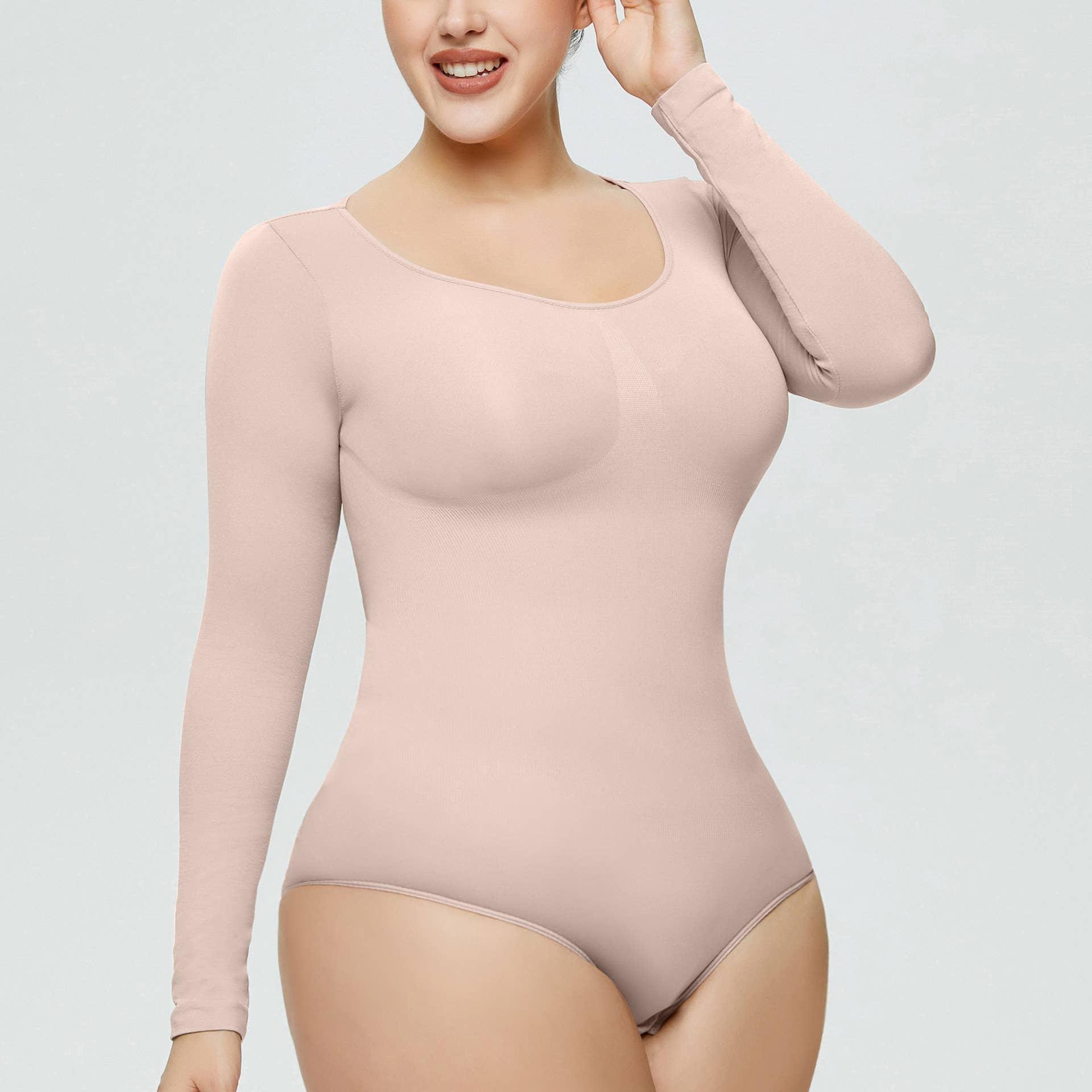 Ladies Long Sleeves Solid Color Daily Bodysuit 32739 - SWEETKAMA