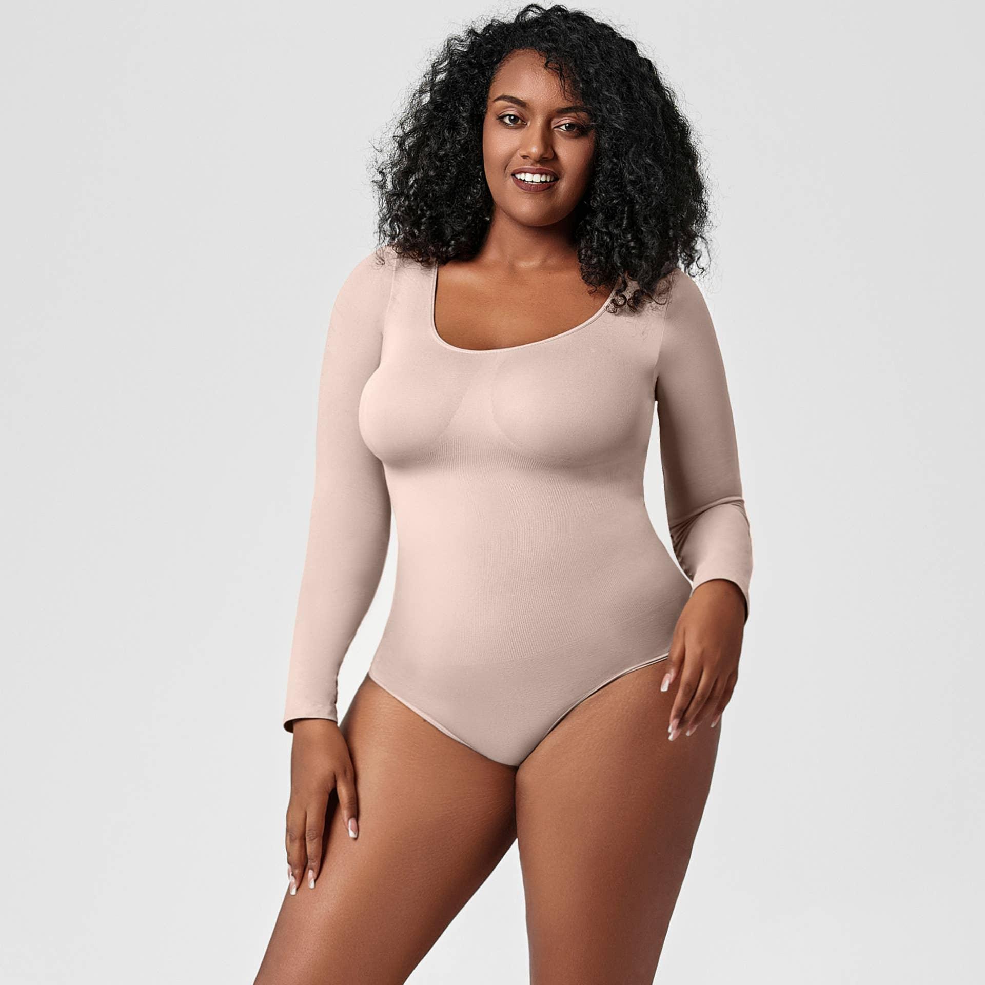 Ladies Long Sleeves Solid Color Daily Bodysuit 32739 - SWEETKAMA