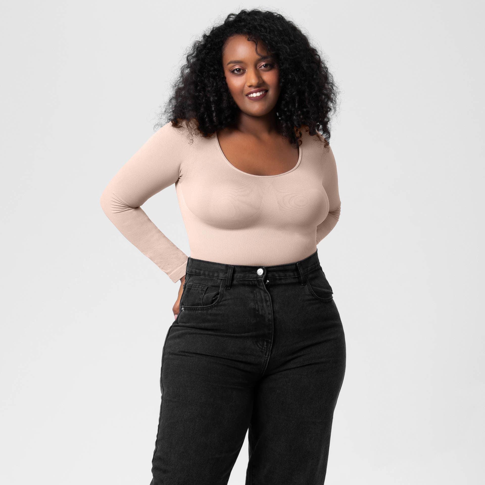 Ladies Long Sleeves Solid Color Daily Bodysuit 32739 - SWEETKAMA