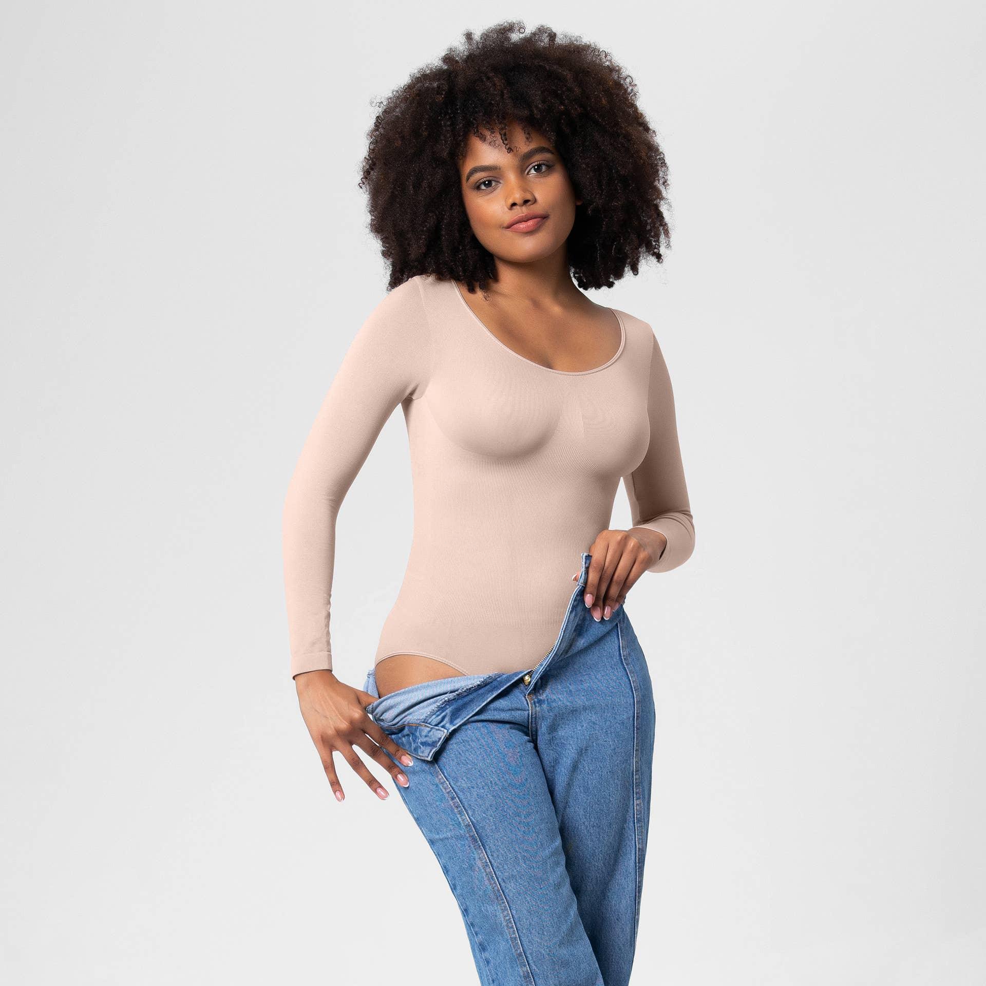 Ladies Long Sleeves Solid Color Daily Bodysuit 32739 - SWEETKAMA