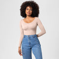Ladies Long Sleeves Solid Color Daily Bodysuit 32739 - SWEETKAMA