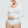 Ladies Long Sleeves Solid Color Daily Bodysuit 32739 - SWEETKAMA