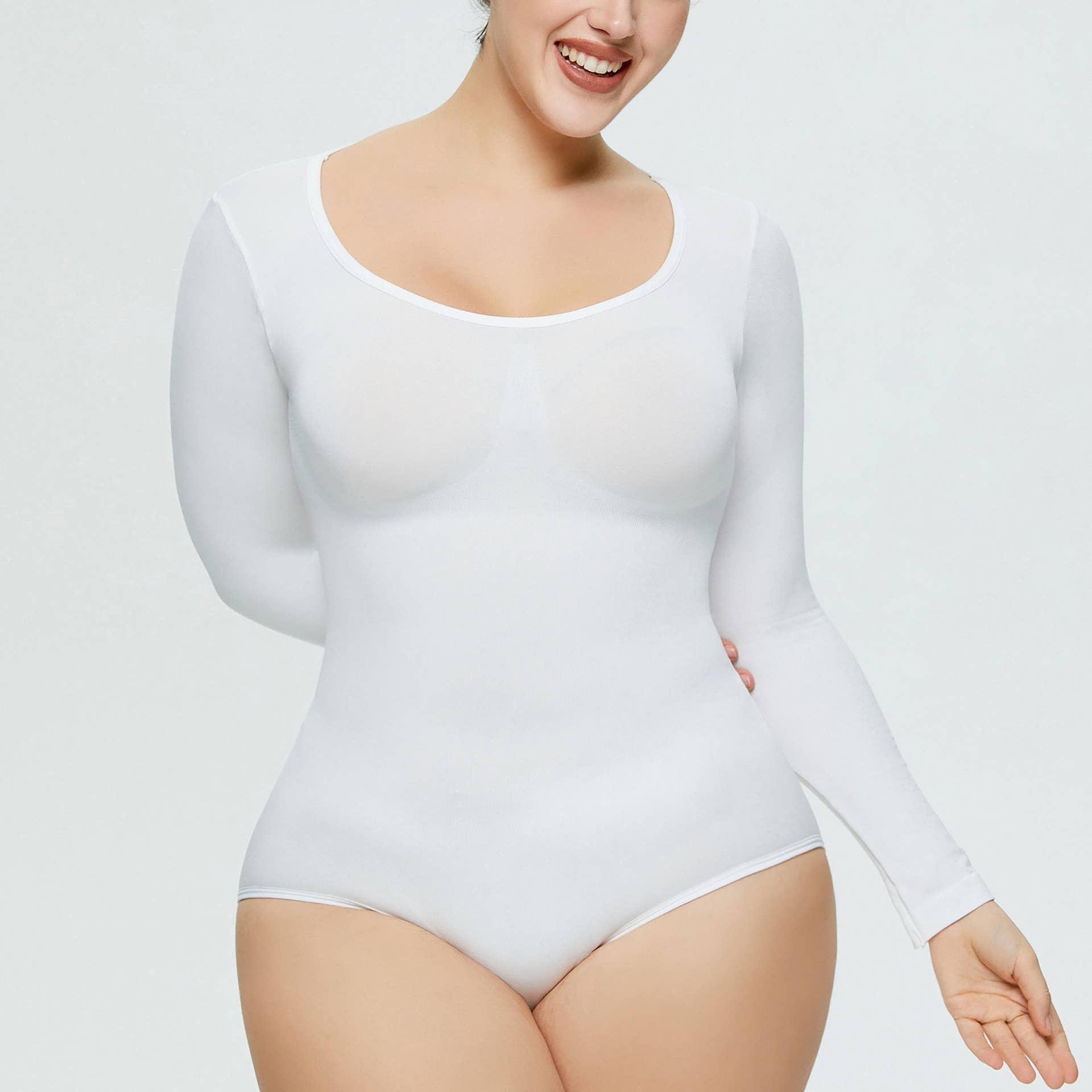 Ladies Long Sleeves Solid Color Daily Bodysuit 32739 - SWEETKAMA