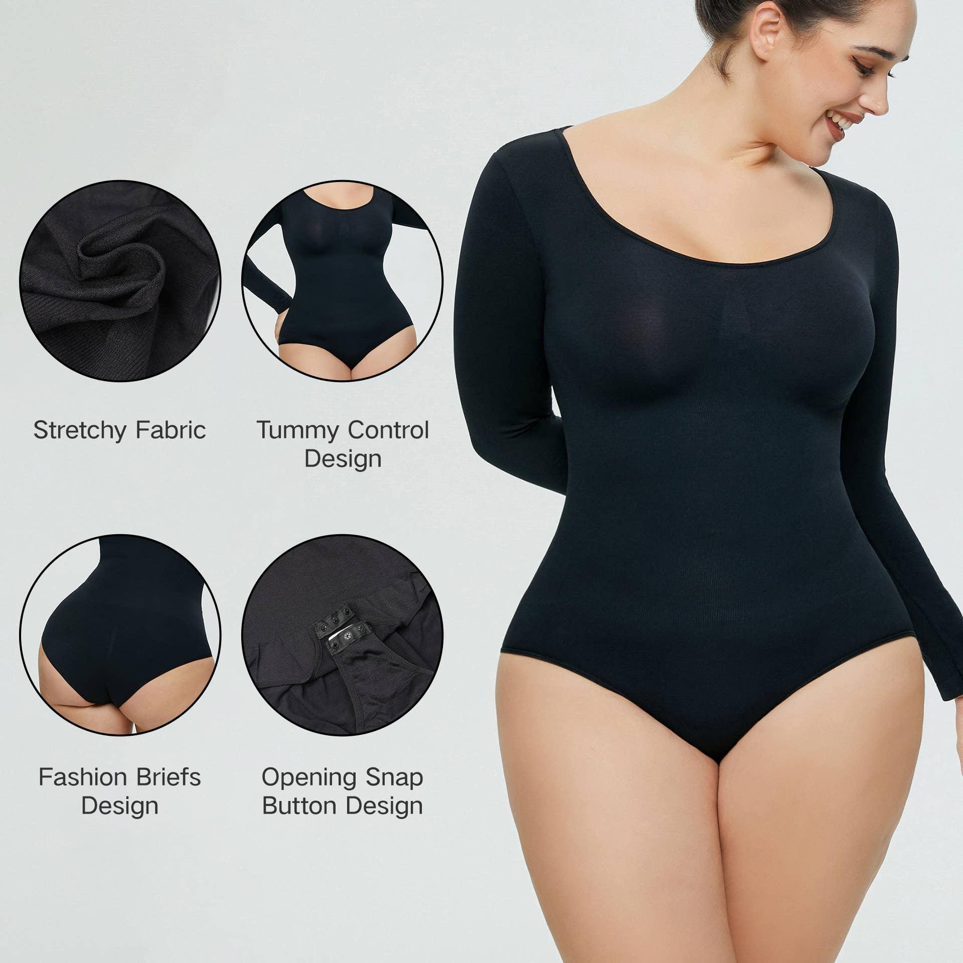 Ladies Long Sleeves Solid Color Daily Bodysuit 32739 - SWEETKAMA