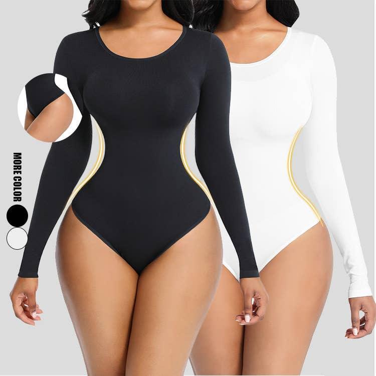 Ladies Long Sleeves Solid Color Daily Bodysuit 32739 - SWEETKAMA