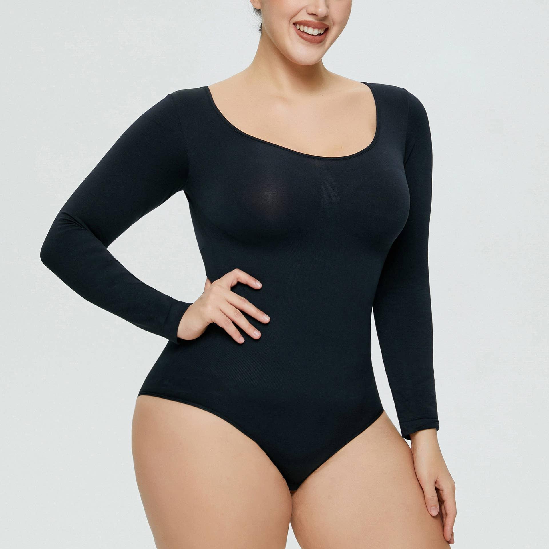 Ladies Long Sleeves Solid Color Daily Bodysuit 32739 - SWEETKAMA