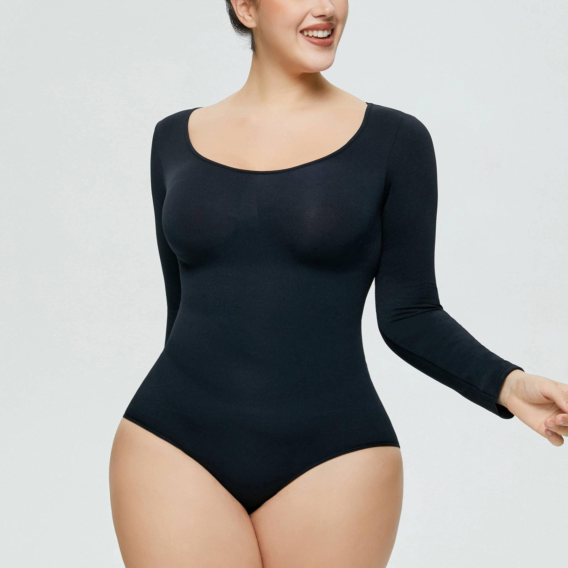 Ladies Long Sleeves Solid Color Daily Bodysuit 32739 - SWEETKAMA