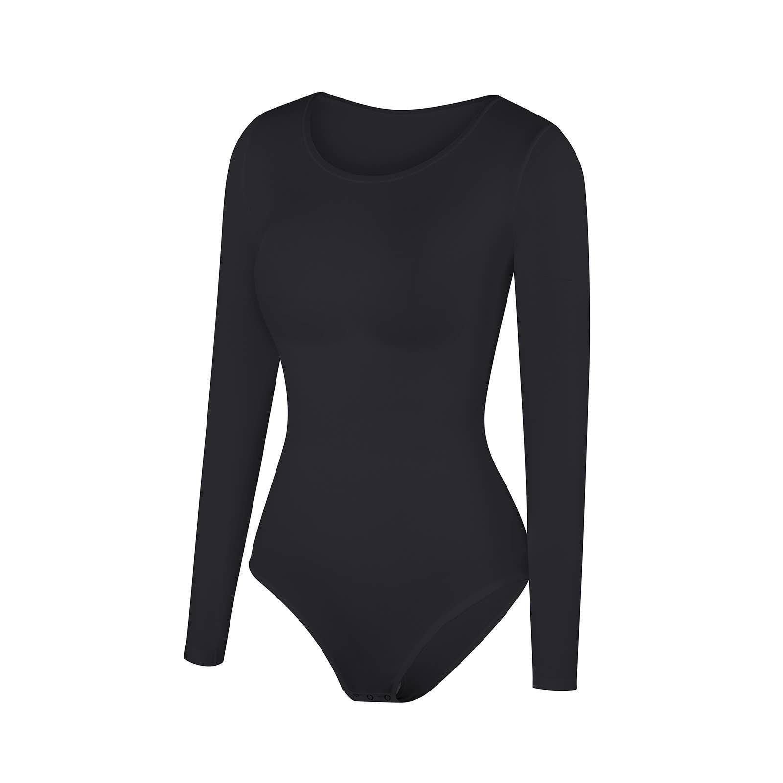 Ladies Long Sleeves Solid Color Daily Bodysuit 32739 - SWEETKAMA