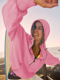 Ladies Long Sleeves Zip Collar Pocket Hoodie EWQD - SWEETKAMA