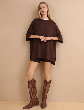 Ladies Loose Top and Shorts 2PCS Casual Tee Set SKST23129 - SWEETKAMA