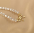Ladies Lux Fake Pearl Bowknot Necklace SKAJ015 - SWEETKAMA