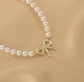 Ladies Lux Fake Pearl Bowknot Necklace SKAJ015 - SWEETKAMA