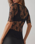 Ladies Lux Floral See Through Lace Mid Sleeves Blouse SKT273 - SWEETKAMA