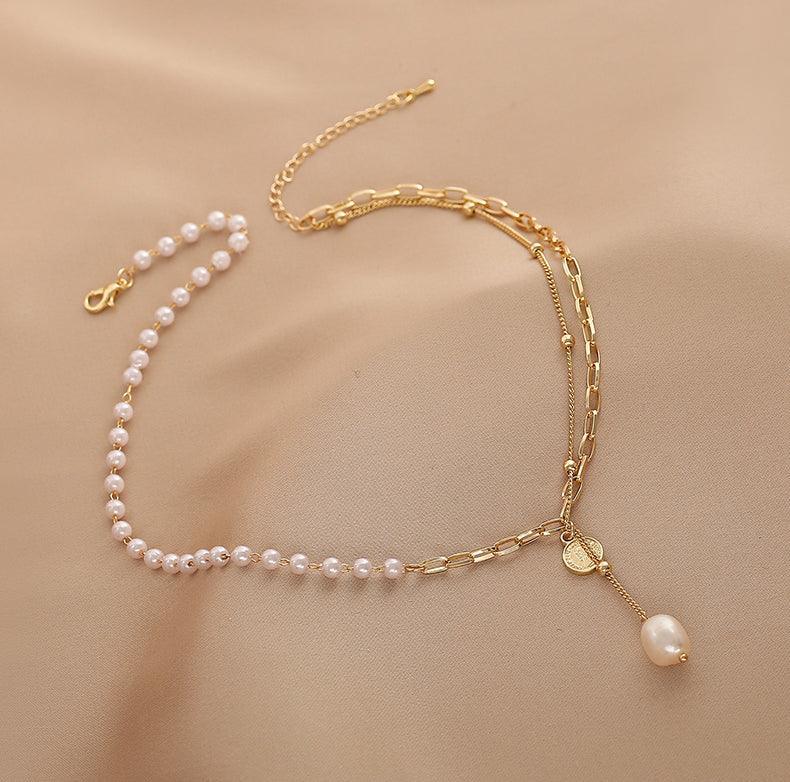 Ladies Lux Golden Beads and Pearl Necklace SKAJ001 - SWEETKAMA