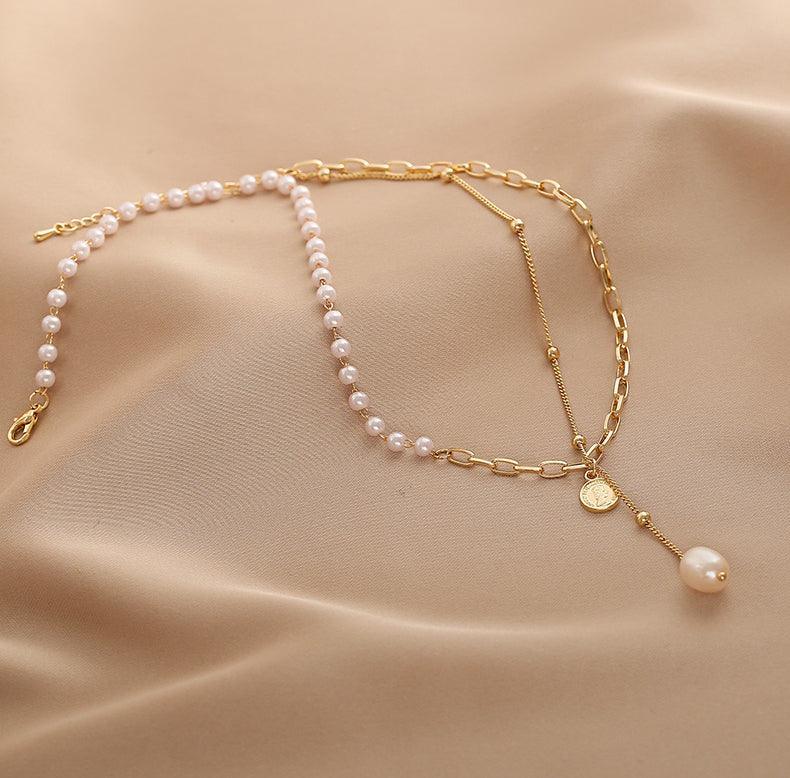 Ladies Lux Golden Beads and Pearl Necklace SKAJ001 - SWEETKAMA