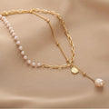 Ladies Lux Golden Beads and Pearl Necklace SKAJ001 - SWEETKAMA