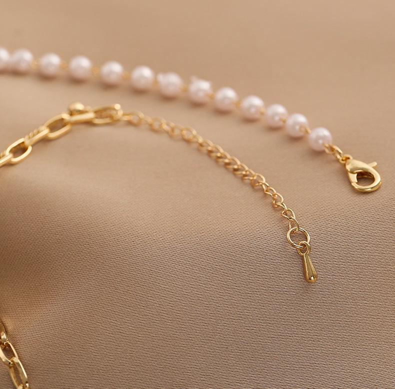 Ladies Lux Golden Beads and Pearl Necklace SKAJ001 - SWEETKAMA