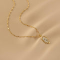 Ladies Lux Golden Leaf Pendant Necklace SKAJ024 - SWEETKAMA