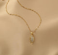 Ladies Lux Golden Leaf Pendant Necklace SKAJ024 - SWEETKAMA