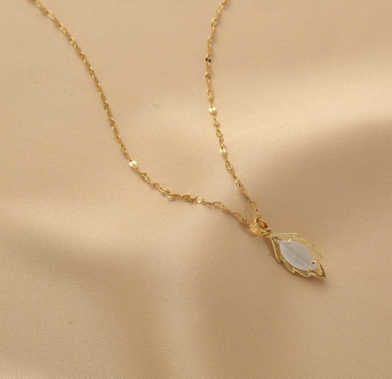 Ladies Lux Golden Leaf Pendant Necklace SKAJ024 - SWEETKAMA