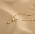Ladies Lux Golden Leaf Pendant Necklace SKAJ024 - SWEETKAMA