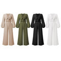 Ladies Mid Lantern Sleeves Daily Top Pants 2PCS Set GZN - SWEETKAMA