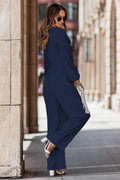 Ladies Mid Lantern Sleeves Daily Top Pants 2PCS Set GZN - SWEETKAMA