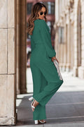 Ladies Mid Lantern Sleeves Daily Top Pants 2PCS Set GZN - SWEETKAMA