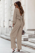Ladies Mid Lantern Sleeves Daily Top Pants 2PCS Set GZN - SWEETKAMA